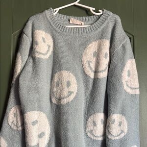 Smiley Face Blue Sweater